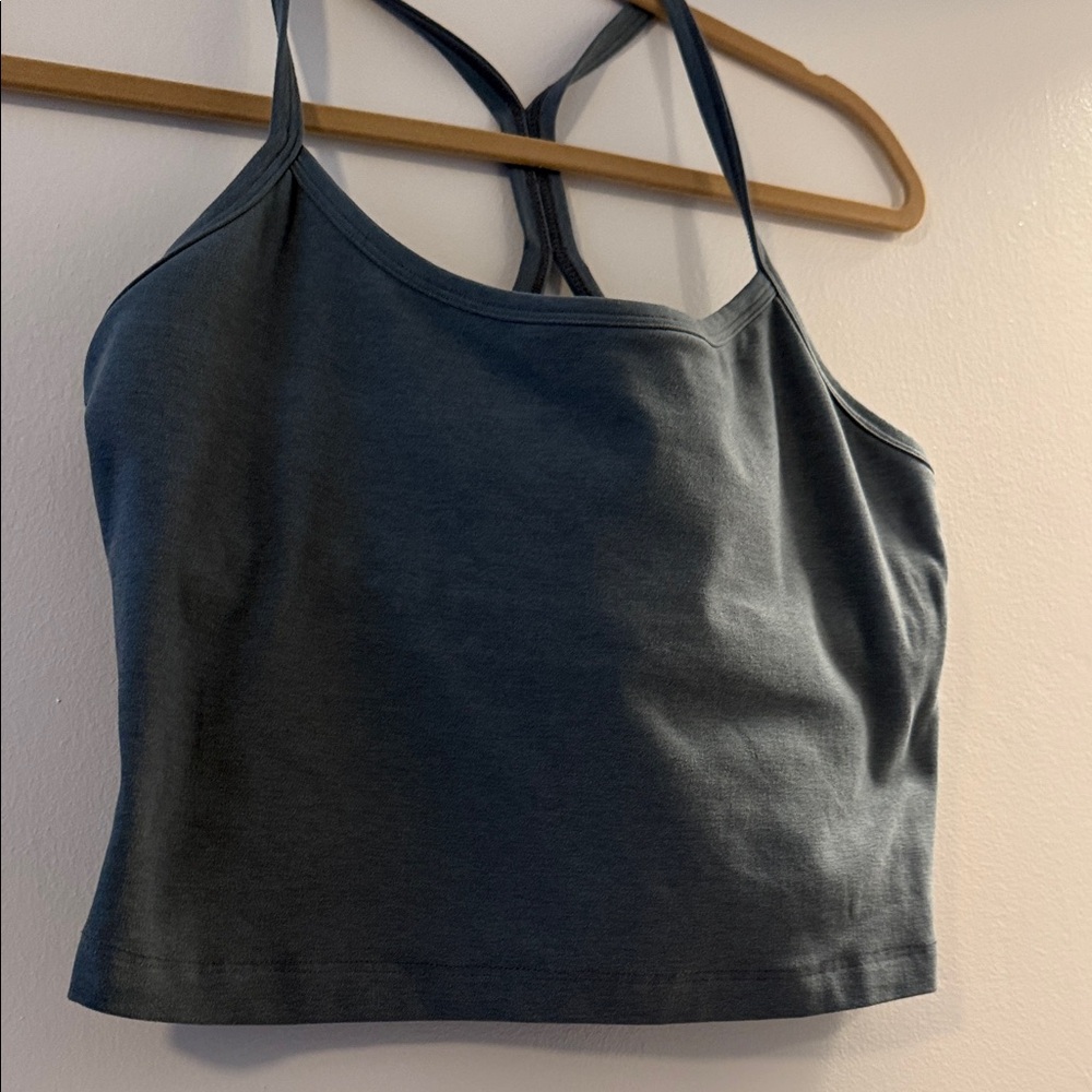 Army green cropped yoga top